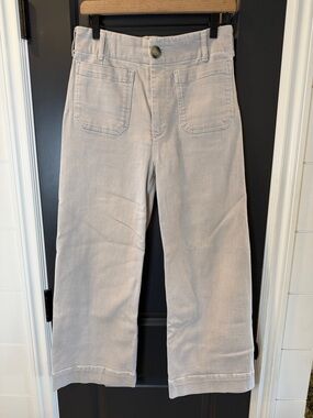 Maeve by Anthropologie Light Grey Wide-Leg Jeans with Front Patch Pockets